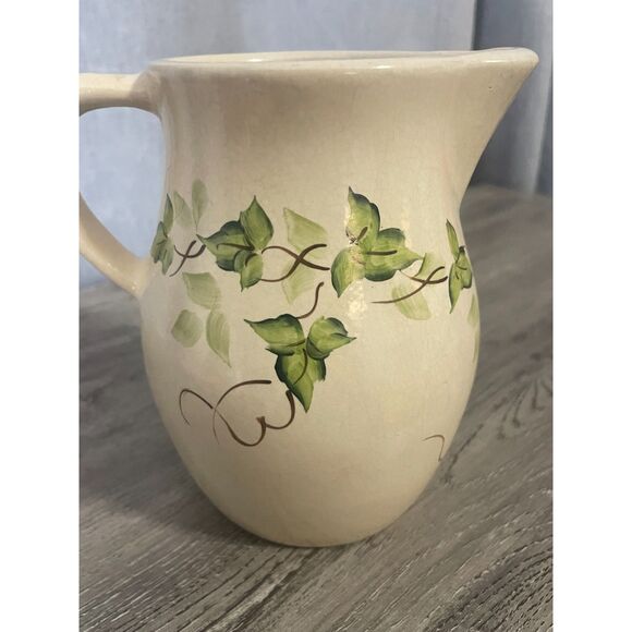 Vintage Robinson Ransbottom Ivy Pitcher – Hand Painted Stoneware – 7.75” USA - Picture 6 of 7